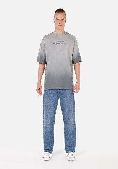 Image de T-shirt À Manches Courtes Gris Oversize Fit Homme