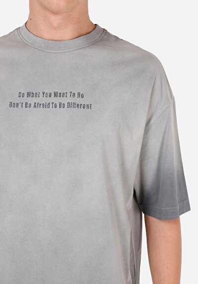 Afficher les détails de T-shirt À Manches Courtes Gris Oversize Fit  Homme