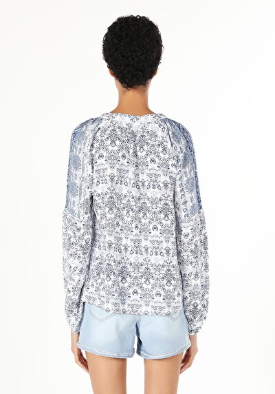 Image de Chemisier À Manches Longues Bleu Regular Fit Femme