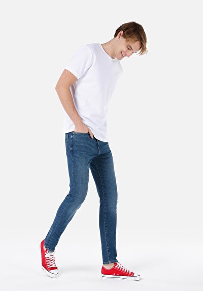 Image de 035 Ryan Pantalon Bleu Slim Leg High Rise En Skinny Fit Homme