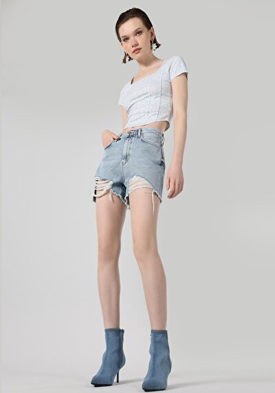 Image de Short Bleu Mom Short Femme