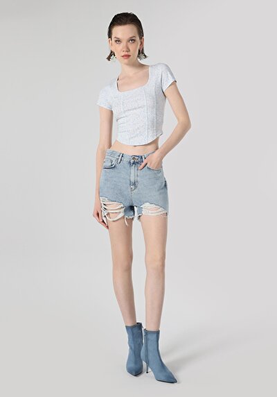 Image de Short Bleu Mom Short Femme