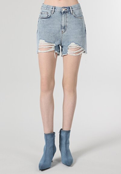 Afficher les détails de Short Bleu Mom Short Femme