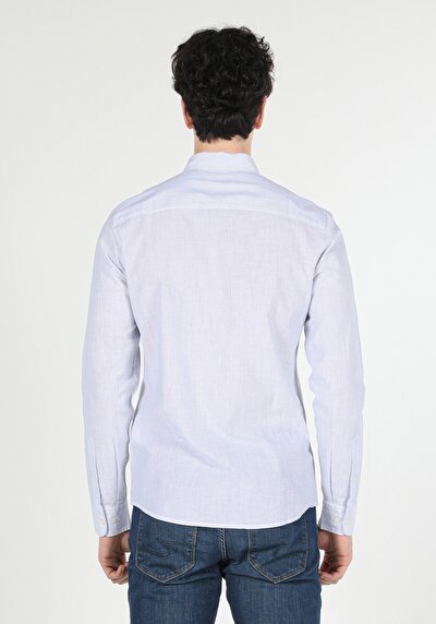 Image de Chemise À Manches Longues Bleu Slim Fit Homme