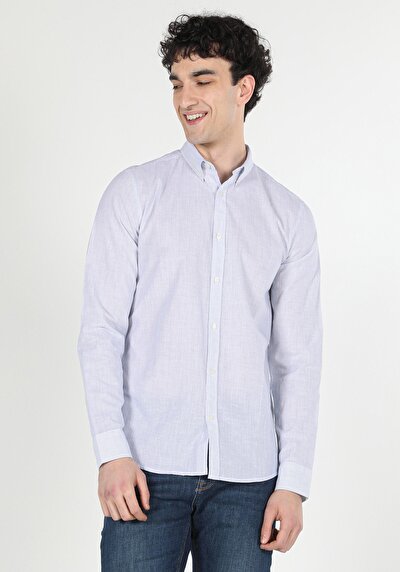 Image de Chemise À Manches Longues Bleu Slim Fit Homme