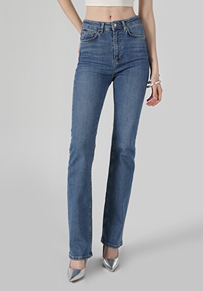 Afficher les détails de 797 Adel Pantalon Bleu   En  Flare Femme