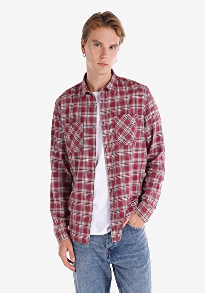 Image de Chemise À Manches Longues Bordeaux    Homme