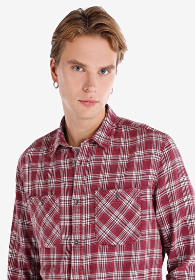 Image de Chemise À Manches Longues Bordeaux    Homme