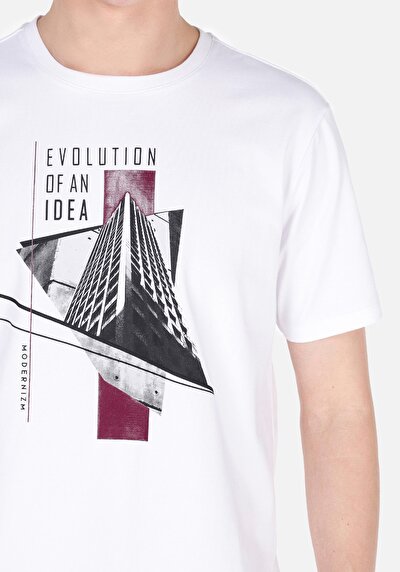 Afficher les détails de T-shirt À Manches Courtes Blanc   Homme