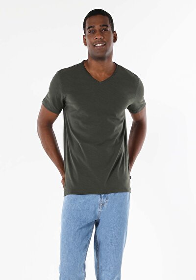 Image de T-shirt À Manches Courtes Vert Classic Fit  Homme
