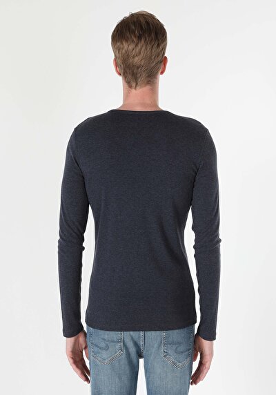 Image de T-shirt À Manches Longues Marine Slim Fit  Homme