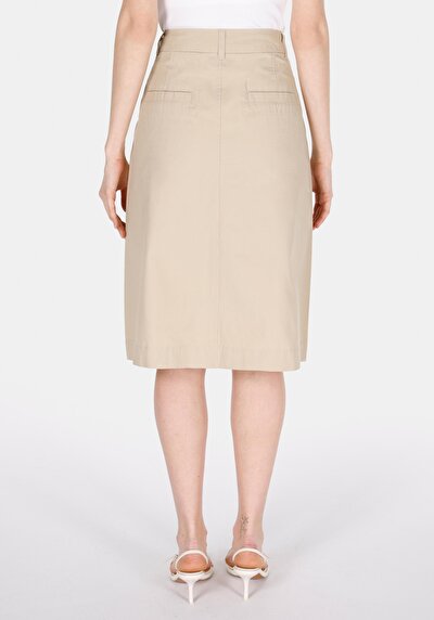 Image de Jupe Beige Midi Droit Gabardine Mdi Femme