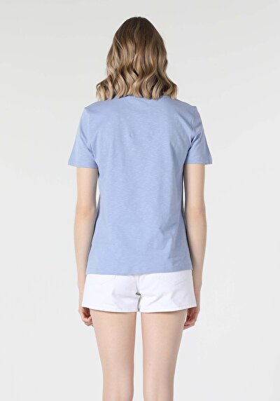 Image de T-shirt À Manches Courtes Bleu Regular Fit Femme