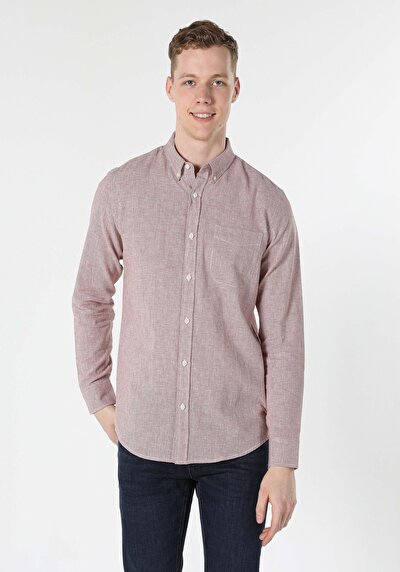Image de Chemise À Manches Longues Marron Regular Fit   Homme