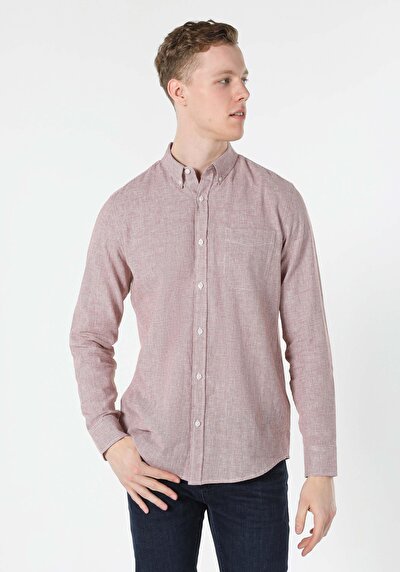 Image de Chemise À Manches Longues Marron Regular Fit Homme