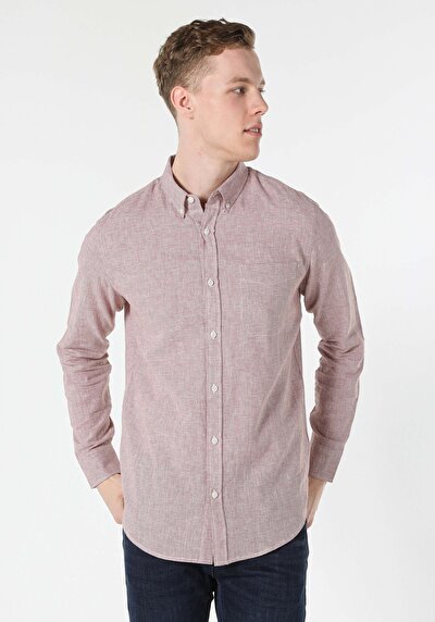 Image de Chemise À Manches Longues Marron Regular Fit   Homme