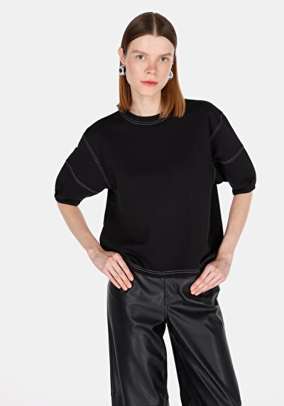 Image de Blouse À Manches Courtes Noir Regular Fit Manches Courtes Femme