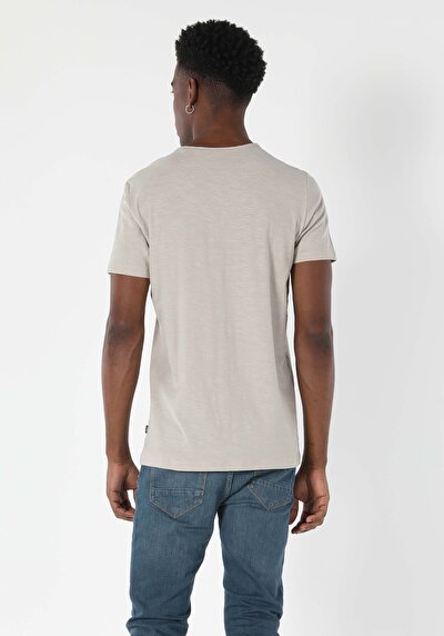 Image de T-shirt À Manches Courtes Beige Classic Fit  Homme