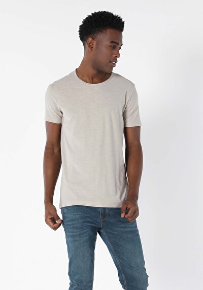 Image de T-shirt À Manches Courtes Beige Classic Fit  Homme