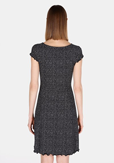 Image de Robe Noir Slim Fit Manches Courtes Mini Côtelé Femme