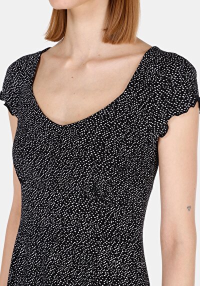 Image de Robe Noir Slim Fit Manches Courtes Mini Côtelé Femme