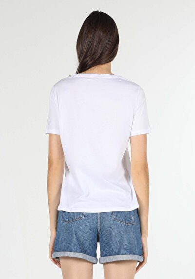 Image de T-shirt À Manches Courtes Blanc Regular Fit  Femme