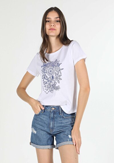 Image de T-shirt À Manches Courtes Blanc Regular Fit  Femme