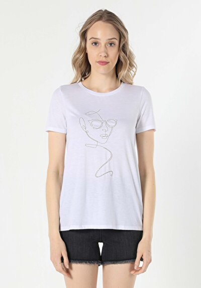 Image de T-shirt À Manches Courtes Blanc Regular Fit  Femme