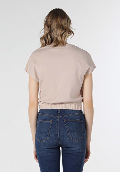 Image de T-shirt À Manches Courtes Beige Regular Fit Femme
