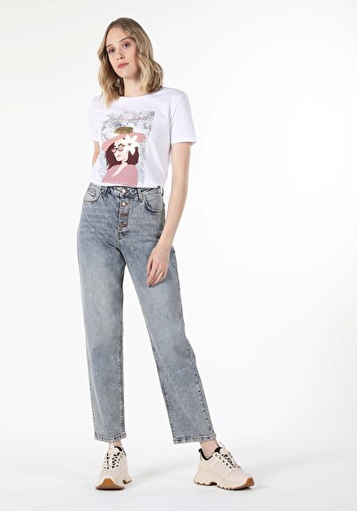 Image de T-shirt À Manches Courtes Blanc Regular Fit Femme