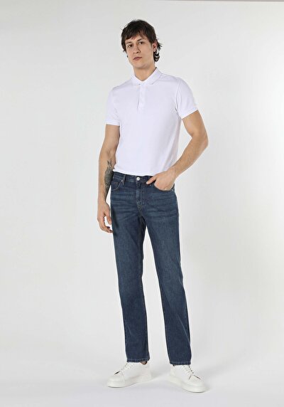 Image de 045 David Pantalon Bleu Foncé Straight Leg  En  Regular Fit Homme