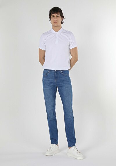 Image de 044 Karl Pantalon Bleu Straight Leg En Straight Fit Homme