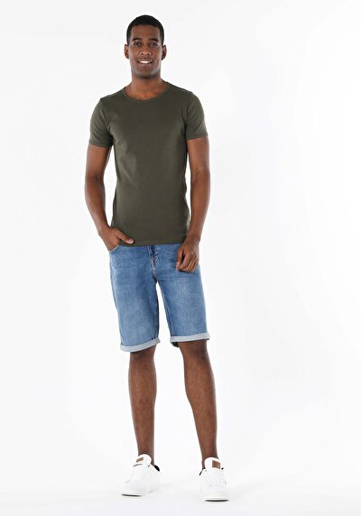 Image de T-shirt À Manches Courtes Kaki Slim Fit Homme