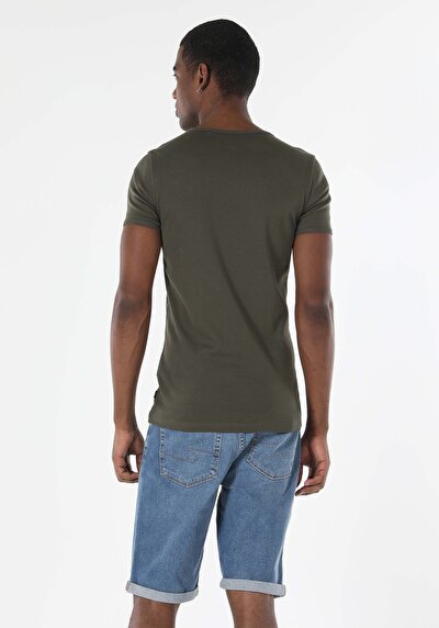 Image de T-shirt À Manches Courtes Kaki Slim Fit  Homme