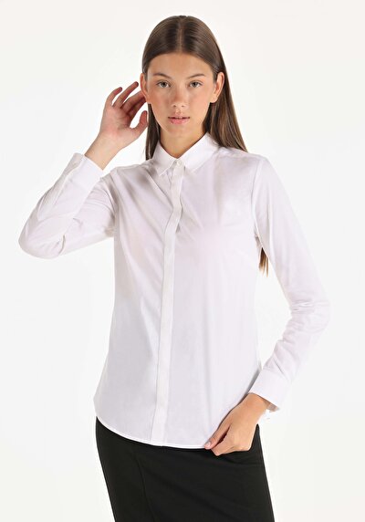 Image de Chemise À Manches Longues Blanc Süper Slim Fit-stretch Femme