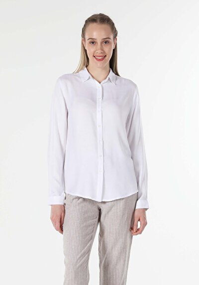 Afficher les détails de Chemise À Manches Longues Blanc Regular Fit   Femme