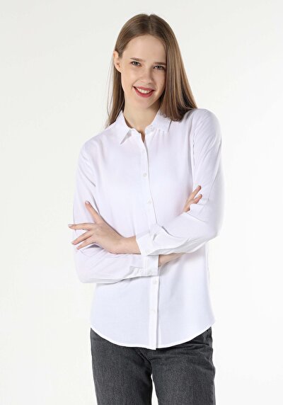 Afficher les détails de Chemise À Manches Longues Blanc Regular Fit   Femme