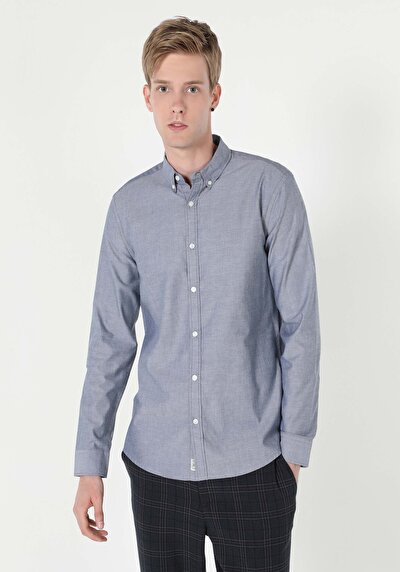 Image de Chemise À Manches Longues Anthracite Slim Fit   Homme
