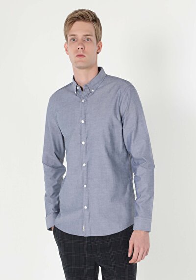 Image de Chemise À Manches Longues Anthracite Slim Fit   Homme