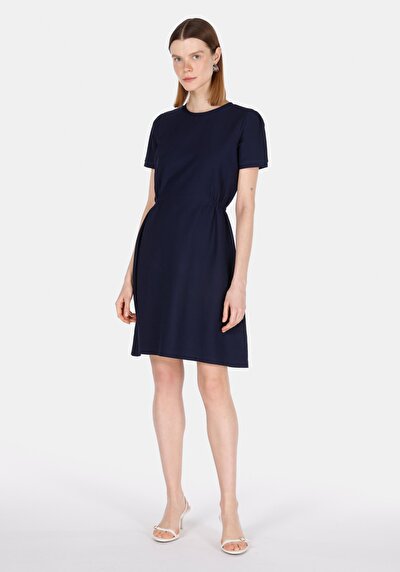 Image de Robe Marine Regular Fit Manches Courtes Mini Pique Femme