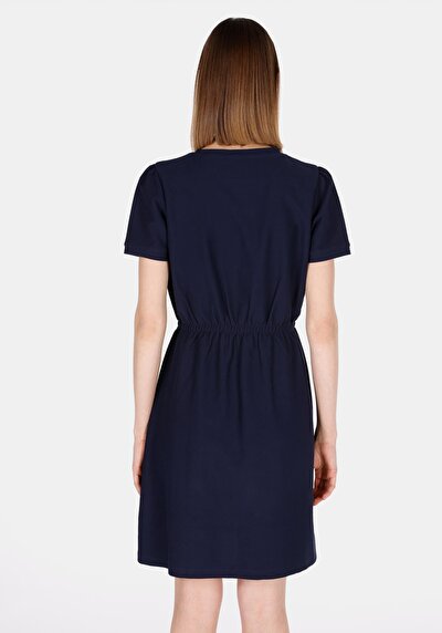 Image de Robe Marine Regular Fit Manches Courtes Mini Pique Femme