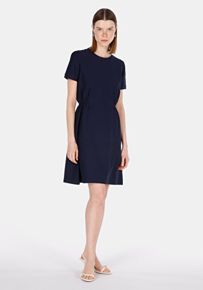 Image de Robe Marine Regular Fit Manches Courtes Mini Pique Femme