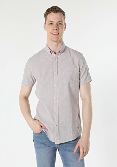 Image de Chemise À Manches Courtes Beige  Regular Fit Homme