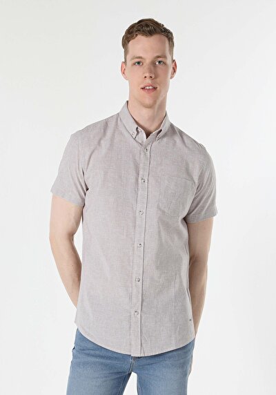 Image de Chemise À Manches Courtes Beige  Regular Fit Homme