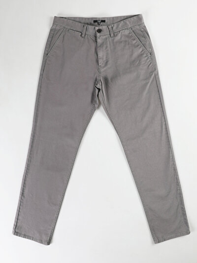 Afficher les détails de Pantalon Gris Straight Leg Medium Rise En Chino Regular Fit Homme