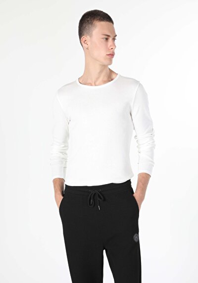 Image de T-shirt À Manches Longues Blanc Slim Fit Homme