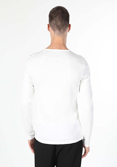 Image de T-shirt À Manches Longues Blanc Slim Fit Homme