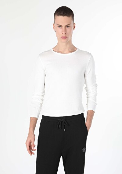Image de T-shirt À Manches Longues Blanc Slim Fit Homme