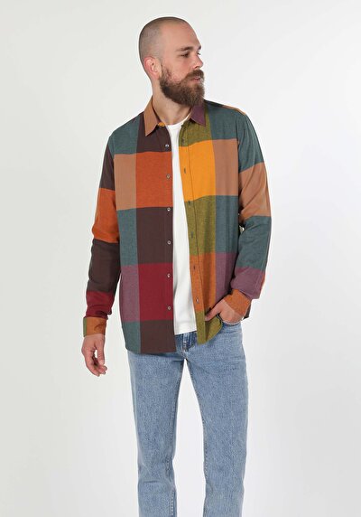 Image de Chemise À Manches Longues Marron Regular Fit Homme