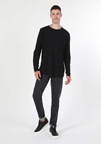 Image de T-shirt À Manches Longues Noir Regular Fit Homme